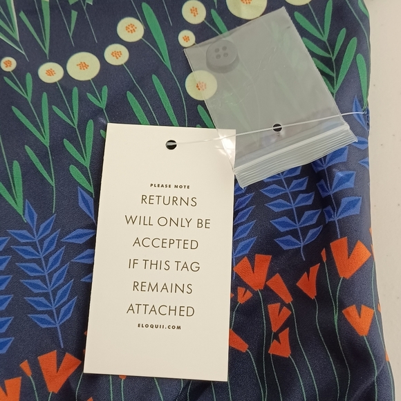 NWT Eloquii Floral Long-sleeved D-Ring Adjustable Keyhole Choker Midi Dress - Picture 12 of 16